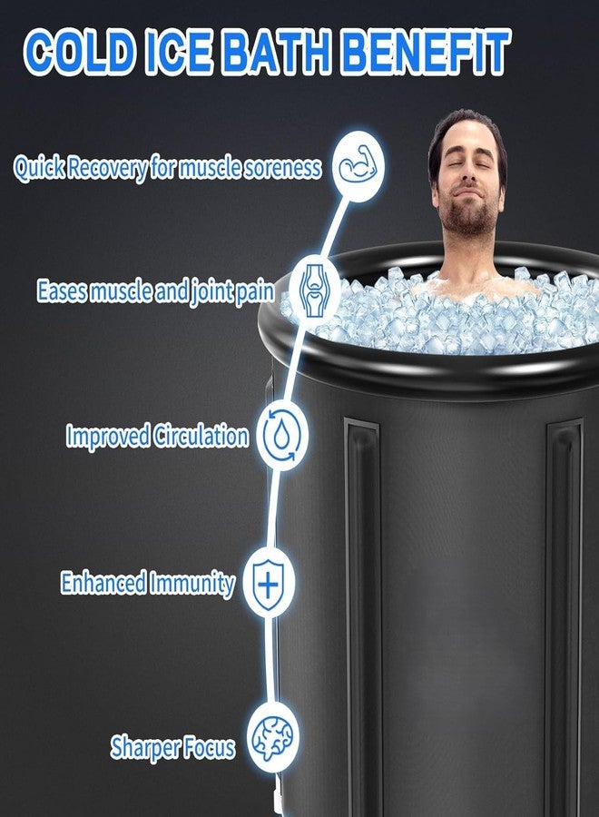 Calyrex حوض استحمام ثلجي من كاليريكس للرياضيين والبالغين - سعة 105 جالون، حوض غطس بارد مع غطاء، برميل حمام ثلجي قابل للنفخ للاستخدام الداخلي والخارجي - أسود - Image 4